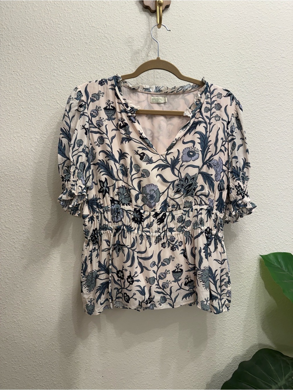 Spartina 449 Floral Peasant Blouse Size L